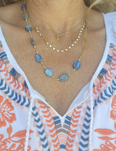 Load image into Gallery viewer, Kyanite Chevron: Denim-blue Kyanite ovals on gold chevron