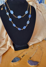 Load image into Gallery viewer, Kyanite Chevron: Denim-blue Kyanite ovals on gold chevron
