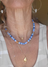 Load image into Gallery viewer, Lagos Choker: Recycled Java Glass π§ββοΈπ (Gold & Blues & Orange)
