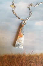 Load image into Gallery viewer, Maligano Jasper Triangle on Antique Silver Paperclip
