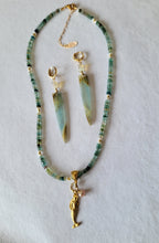 Load image into Gallery viewer, Roman Mermaid: Recycled Roman Glass with Mermaid 🧜♀️ (Gold & Blues & Pearl)