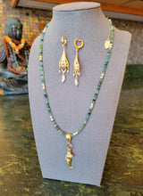 Load image into Gallery viewer, Roman Mermaid: Recycled Roman Glass with Mermaid 🧜♀️ (Gold & Blues & Pearl)