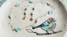Load image into Gallery viewer, Irish Spring🍀: Mint Nuggets on Silver Marquise (Green amazonite & gold dragonflies)