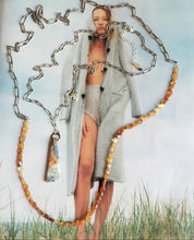 Load image into Gallery viewer, Hessonite Garnet on Antique Silver Paperclip (Red & Orange)