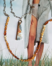 Load image into Gallery viewer, Hessonite Garnet on Antique Silver Paperclip (Red & Orange)