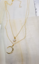 Load image into Gallery viewer, Opal Star with Gold Crescent Moon Duo