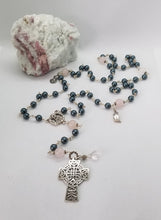 Load image into Gallery viewer, Radiate your Inner Madonna❤🙏📿: Celtic ROSE Night Sky Rosary (Pink, Silver & Peacock)
