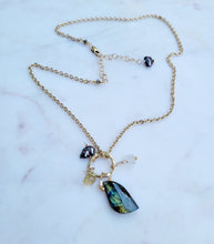 Load image into Gallery viewer, Peacocking Labradorite Tear Drop (Gold)