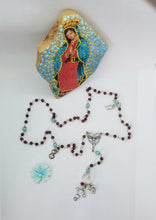 Load image into Gallery viewer, Radiate your Inner Madonna🙏📿: GARNET RAFAELA Ƹ̵̡Ӝ̵̨̄Ʒ Rosary (Red, Silver & Blue)