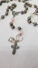Load image into Gallery viewer, Radiate your Inner Madonna🙏📿: ROSE ANGEL Ƹ̵̡Ӝ̵̨̄Ʒ Rosary (Pink, Silver & Peacock)