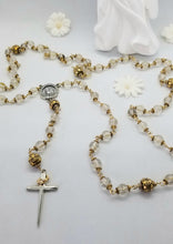 Load image into Gallery viewer, Radiate your Inner Madonna❤🙏📿: Solar Plexus- Rutilated Quartz Rosary (Gold & Silver)