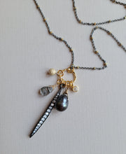 Load image into Gallery viewer, Dagger Charm: Holiday Charm Necklace 🗡️ with an Edge  (Gold & Black)