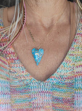 Load image into Gallery viewer, Turquoise Heart Talisman II on Gold (Kingman Turquoise with Bronze & Amazonite)