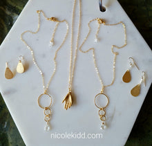 Load image into Gallery viewer, Moonlight: White Topaz on gold circles