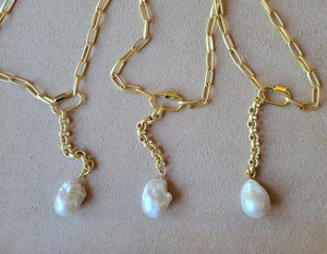 ⭐GOLD STAR & Baroque Pearls (GRAY & WHITE) & Satin Gold Toggle