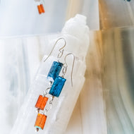 Kyanite Duo Earrings (Sapphire Blue & Orange)