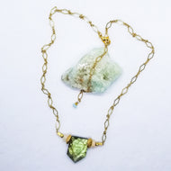 Labradorite Gold Shield with Opals