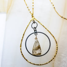 Load image into Gallery viewer, Milk and Honey Moonstone Tear Drop Necklace (Gold &amp; Oxi Silver)
