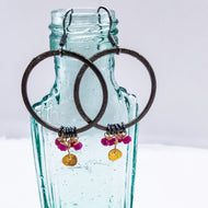 Ruby Berries on Black Circles (Red & Oxidized Silver)