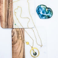 Labradorite in a Gold Circle