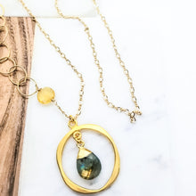 Load image into Gallery viewer, Labradorite in a Gold Circle
