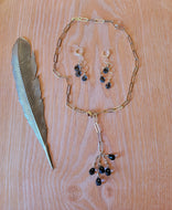Blue Cascade: Modern Silver Paperclip with Blue Quartz