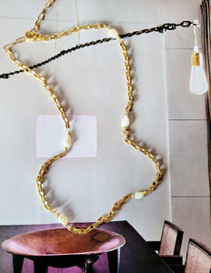 🆕 Modern Biwa Keshi Pearl 🦪 Chain (Gold Box Chain)