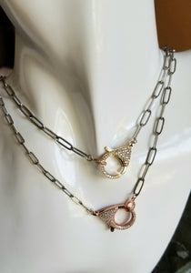 Antique Silver Paperclip with Rosegold Clasp