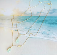 Sky-blue Reveries: Opal Accent Chalcedony (Gold, Silver, Blue)