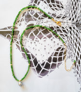 Green Chrome Diopside with Pearl  🌿 (Gold Green Pearl)