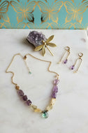 Calming Trio: Amethyst Citrine Fluorite Elegance (Purple 💜 Green Yellow)