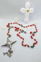 Load image into Gallery viewer, Radiate your Inner Madonna❤🙏📿: Coral Hill Tribes Rosary (Red &amp; Silver)
