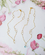 Hoop Gem Classico: Gold Circles on Gold with Moonstone (Blue Topaz)