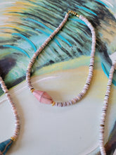 Load image into Gallery viewer, Beach Treasures III: Java Glass Chokers 🧜‍♀️🏄 (Coral Pink, Pistaccio Gree and Turquoise Blue Java Glass)
