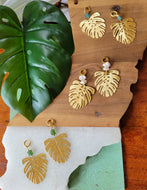 Monstera Bijou: Gold with Green White Blue