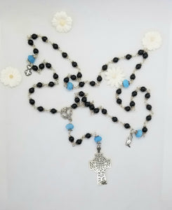 Radiate your Inner Madonna❤🙏📿: Celtic Night Sky Rosary (Black, Silver & Blue & Red)