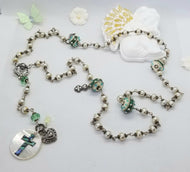 Radiate your Inner Madonna ♰🙏📿: Pearly Cross (White & Silver & Blue)
