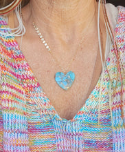 Load image into Gallery viewer, Turquoise Heart Talisman II on Gold (Kingman Turquoise with Bronze &amp; Amazonite)

