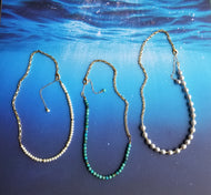 Summer Gold Lore (Turquoise & White & Silver Freshwater Pearls 🦪)