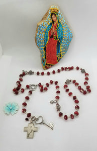 Radiate your Inner Madonna🙏📿: VIDA & Footprints 👣 in the Sand Rosary (Red & Silver)