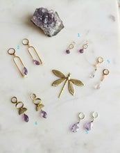 Load image into Gallery viewer, Amethyst Earrings Medley: Purple 💜 (Opals, Brass, Goldfill -Happy bday, Aquarius!♒️.)
