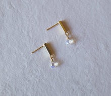 Load image into Gallery viewer, Gemstone Gold Bar Stud Earrings
