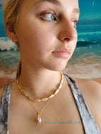 🆕 Modern Biwa Keshi Pearl 🦪 Chain (Gold Box Chain)