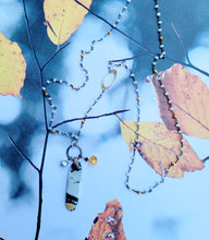 Load image into Gallery viewer, BumbleBee Jasper on Moonstone Rosary (with Yellow Citrine &amp; Fresh Water Pearl)
