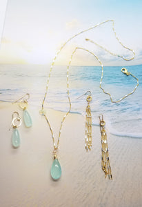 Sky-blue Reveries: Opal Accent Chalcedony (Gold, Silver, Blue)