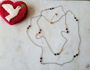 Holiday 🎄 Set: Garnet Classico on Oxi Silver Chain (Red & Silver)