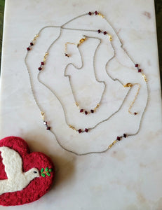 Holiday 🎄 Set: Garnet Classico on Oxi Silver Chain (Red & Silver)