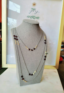 Holiday 🎄 Set: Garnet Classico on Oxi Silver Chain (Red & Silver)