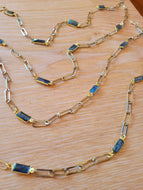 Kyanite Modern: Modern Silver Paperclip with Kyanite Baguettes