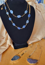 Load image into Gallery viewer, Kyanite Chevron: Denim-blue Kyanite ovals on gold chevron
